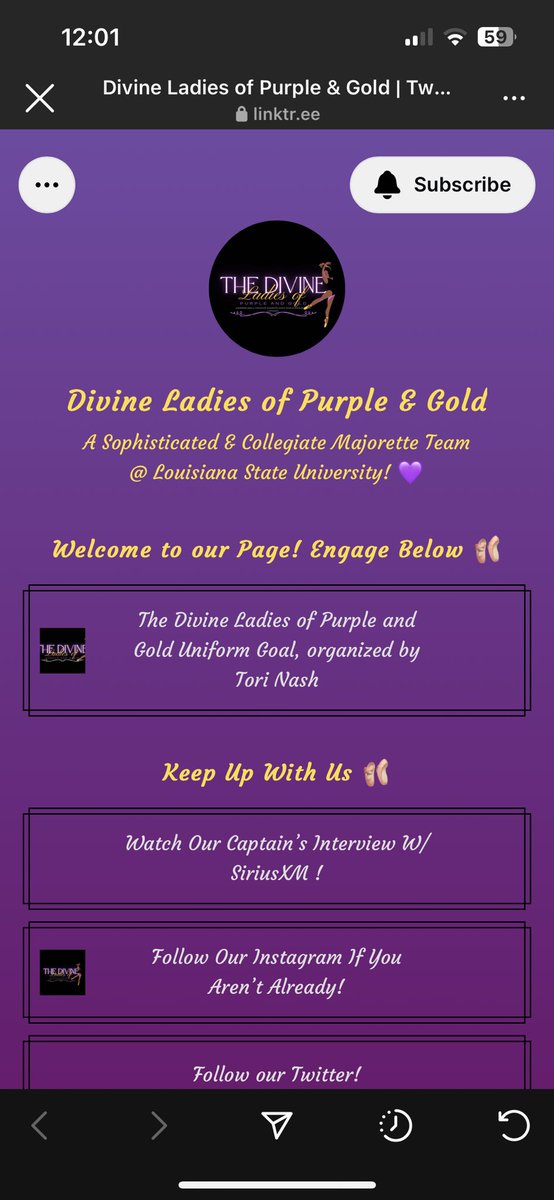 divineladiespg's tweet photo. The Divine Ladies of Purple and Gold have started a GoFundMe for their first official team uniforms! We are accepting any and all donations and support, even just a share of our link! Thank you 💜🥰 https://t.co/Wep44Beg3P #dance #GoFundMe ##lsu ##dlpg #majorette https://t.co/Aj3HIMksra