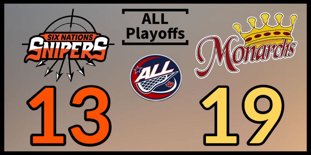 Toronto Monarchs defeat the defending #ALL champion Six Nations Snipers to book their spot in the championship game 
arenalacrosseleague.ca/stats#/248/gam…  #ALLplayoffs