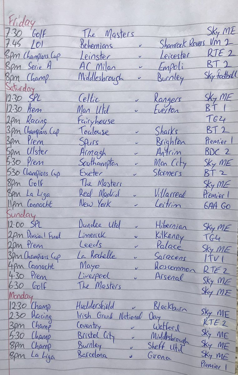 Well folks it’s a massive banker and we have a huge schedule in store to keep ye all occupied 💃 hope the hangovers won’t be too bad 🍺 enjoy 👌👍
