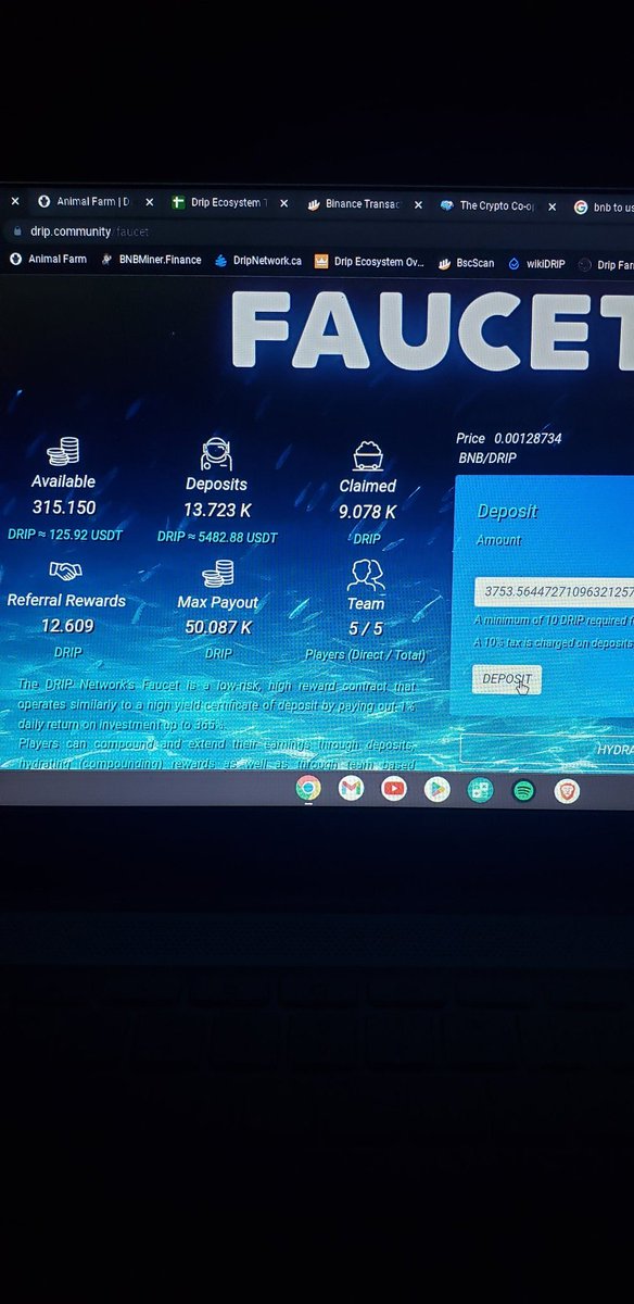 DerrekDominguez's tweet photo. Another FATTY $DRIP Buy & Deposit from yours truly! Max wallet officially a month and a 1/2 away! #DRIPNetwork #StayHighStayHydrated #DRIPDID #FOREXDID #MoneyWhileYouSleep https://t.co/MenFA0ErUz