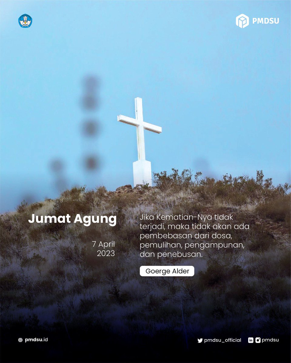 Halo #DoktorMuda!

Semoga kasih dan pengorbanan-Nya senantiasa memberikan kedamaian di hati kita semua.

#PMDSU #PKPI #Kemdikbud #FastTrack #ManagemenTalenta #PrioritasNasional #DitjenDikti #ScholarshipDoktorMuda #Ditdaya #Beasiswa #Mahasiswa #JumatAgung