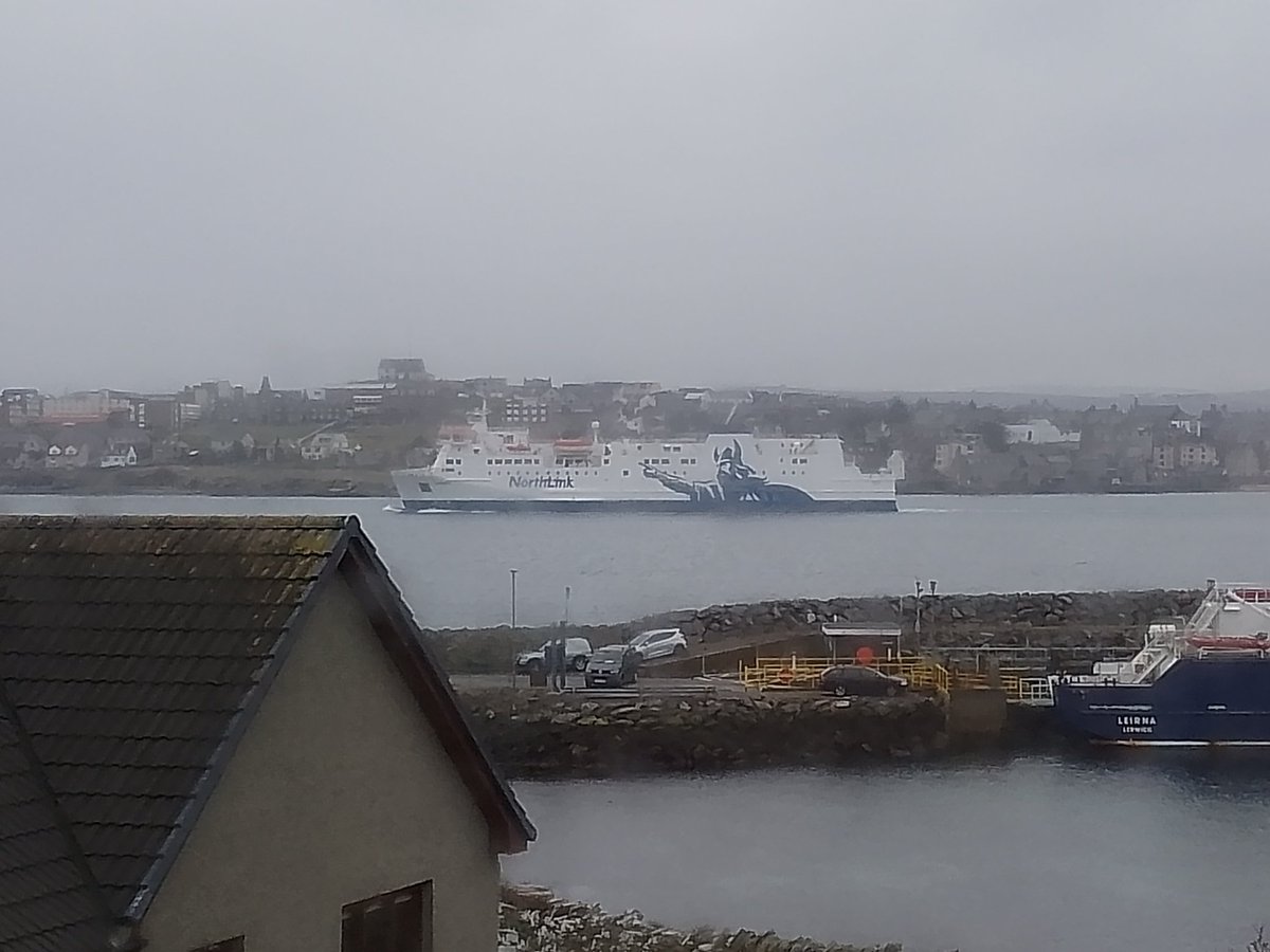 AdrianBrockless's tweet image. Not often I see @NLFerries leaving from Bressay! #throughthewindow #Shetland