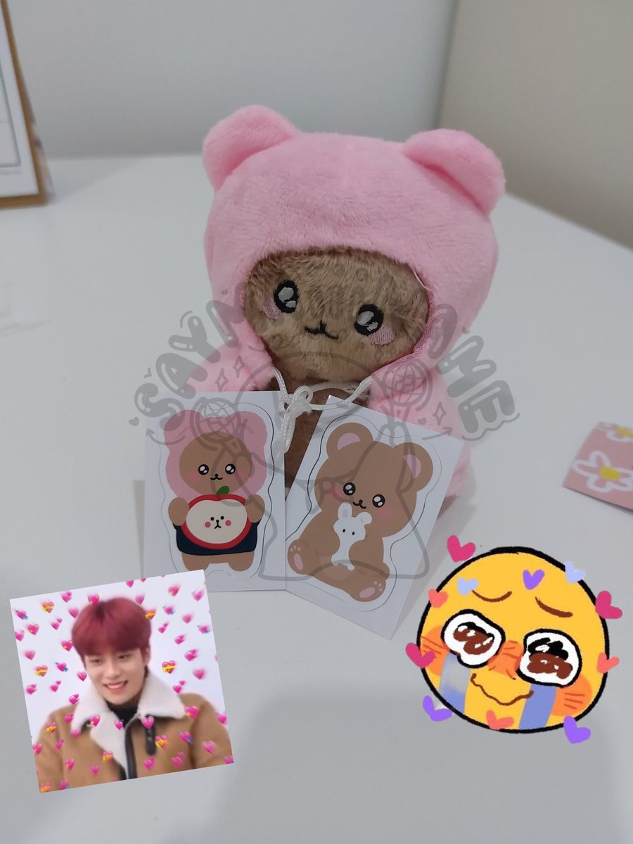 Finally i got my 쫑곰이 from @DelightJH_ 🥰 it's supeeerr cute with the pink hoodie 🐻 thanks to @jonghogummy 💖