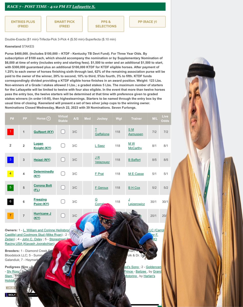 abdalslam_14's tweet photo. لا يفوتك اليوم سباق نار 🔥 🔥 Lafayette Stakes
والجائزه اللذيذه 1,500,000 ريال سعودي 
ويمثل #المملكة_العربية_السعودية ابن الوطن 
المهندس #عمرو_زيدان مالك اسطبلات @ZedanRacing 
ورئيس الاتحاد السعودي للبولو @SaudiPolo 
وعضو هيئة الفروسيه 
حيث يدخل الوحش Hejazi في تنافس شرس مع ابن (انكل مو )
المبدع Gulfport
وسوف يمتطي حجاز الفارس @ljlmvel بدل من @mikeesmith10 
الاب Bernardini
الام G Note
المدرب @BobBaffert 
توقيت السباق 11,10 #السعودية_العظمي 
#نادي_سباقات_الخيل  #HorseRacing @HR_Nation