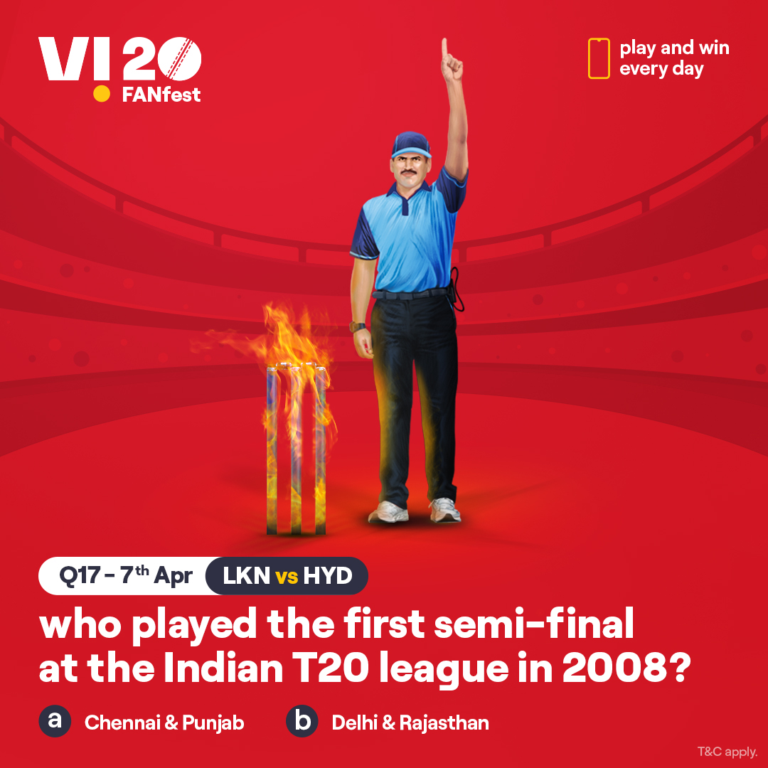 ViCustomerCare's tweet image. Here’s your chance to win the hottest prizes. Comment #Vi20FANFest with the right answer to all the questions today and stand a chance to win big – a📱every day. The one who gets the most questions right this season will get 2 tickets to the finale. #ContestAlert #Cricket