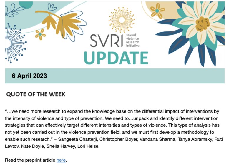 So happy to have our research on improving the measurement of outcomes in violence prevention research featured in the @TheSVRI newsletter! Going into my 'feel good' folder of professional joys ✨ Check out our preprint  tinyurl.com/yupwsber