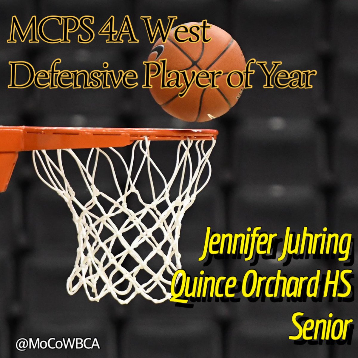 moco_wbca's tweet photo. The 4A West Defensive Player of the Year is Quince Orchard HS senior Jennifer Juhring!

Juhring averaged five rebounds and three steals a game in pacing the Cougars. Congratulations to Jennifer!
👍💯🏀⛹️‍♀️🎉
#MoCoWBCA
#MCPS
#QOHS
@QuinceOrchardHS 
@QOAthletics 
@QOHSPrin_Thomas https://t.co/nm0oiQqlt8