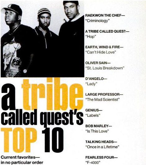 hiphopgods's tweet photo. A Tribe Called Quest's TOP 10 in Vibe magazine
@ATCQ @QtipTheAbstract @AliShaheed @phifeforever
#raekwon #atribecalledquest #earthwindandfire #oliversain #dangelo #largeprofessor #genius #bobmarley #talkingheads #fearlessfour #ripphifedawg #forever #celebrated #atcq #hiphopgods https://t.co/jTU598hSEG