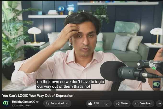 Our Healthy Gamer Coaches have transformed over 10,000 lives. Be the next success story: https://bit.ly/3MiFXfb

In this video Dr. K explores why logic is not effective in treating depression and suggests that the flawed assumptions and emotional processing are the underlying issues that need to be addressed instead. Many individuals with depression, including those with subclinical depression, may try to analyze their situation logically to pull themselves out of it, but they often find themselves unable to do so. Moreover, some people with depression may be highly logical and reach the conclusion that there is no reason to live. Dr. K explains that this is because the amygdala becomes hyper-reactive in people with depression, causing them to become hypersensitive to negativity and amplify negative information.

To address depression, Dr. K recommends developing emotional awareness through therapy, meditation, and journaling. These practices can help individuals process emotions and c