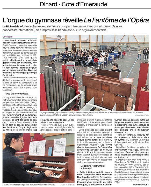 UNE GRANDE PREMIÈRE POUR DE GRANDS TALENTS : Retour sur le ciné-concert de ce 6 avril, conçu avec et pour tous nos élèves de 3ème, sous l'impulsion de leur Professeur d'Education musicale,  en partenariat avec Musiques Rive Gauche et en présence de Monsieur David CASSAN ! Bravo !