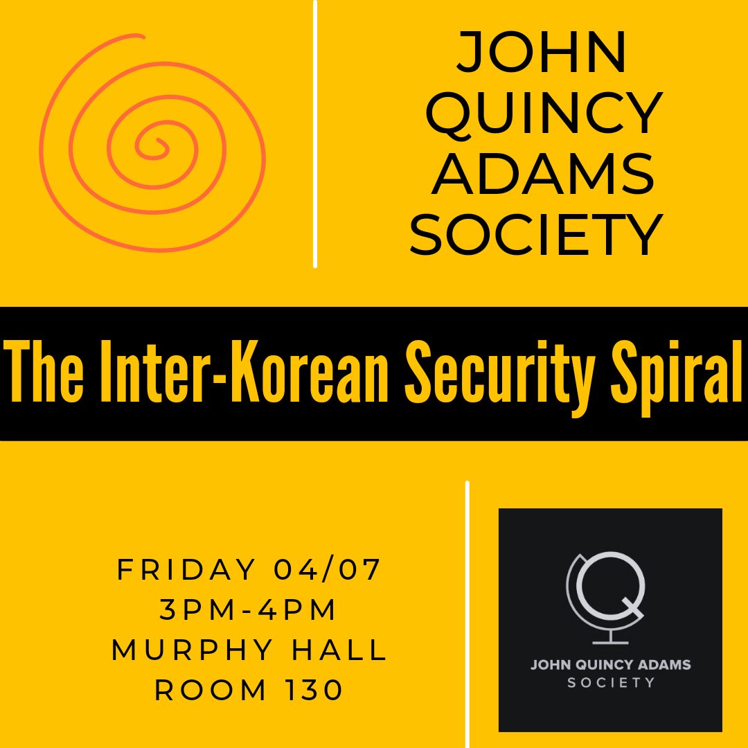 Join us today as we hear from JQAS co-president Hunter Slingbaum about the ongoing security spiral on the Korean peninsula and the role of the United States in the conflict.
As always, free pizza will be available and all attendees are welcome. 😎
See you there !!