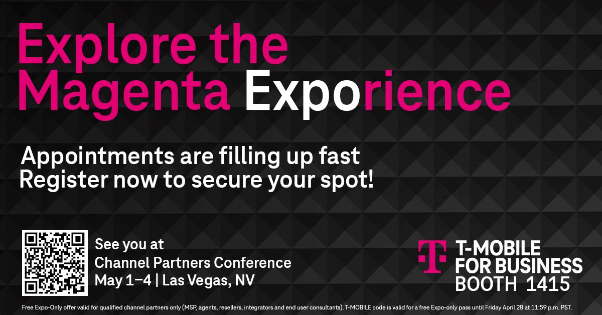 AngelRiv52's tweet photo. Channel Partners! Are you ready for an in-person #MagentaEXPOrience?

Join us at Exhibit #1415 to see how #TMobileforBusiness &amp; #TMOPartnerProgram, together with our partners, can facilitate a customer experience like no other! https://t.co/KtD19rrVU3

#CPEXPO | #PartnerProgram https://t.co/rRY1yH8FTm