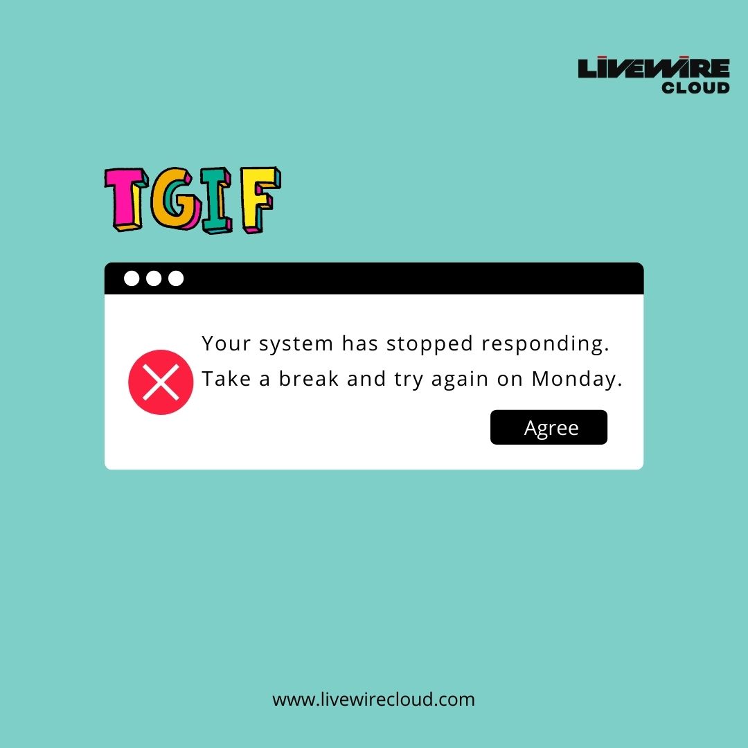CloudLivewire's tweet photo. Drop a heart below if you agree.
Ok, bye!
#LivewireCloud #manageditservices #managedserviceprovider #cloudoffering #cloudinfrastructure #cloudhosting #cloudpartner #usa #california #friday #fridayvibes #tgif #friyay #fridayfun #fridayworkvibes #fridayworkday #fridaymood https://t.co/75Uh66xA8V