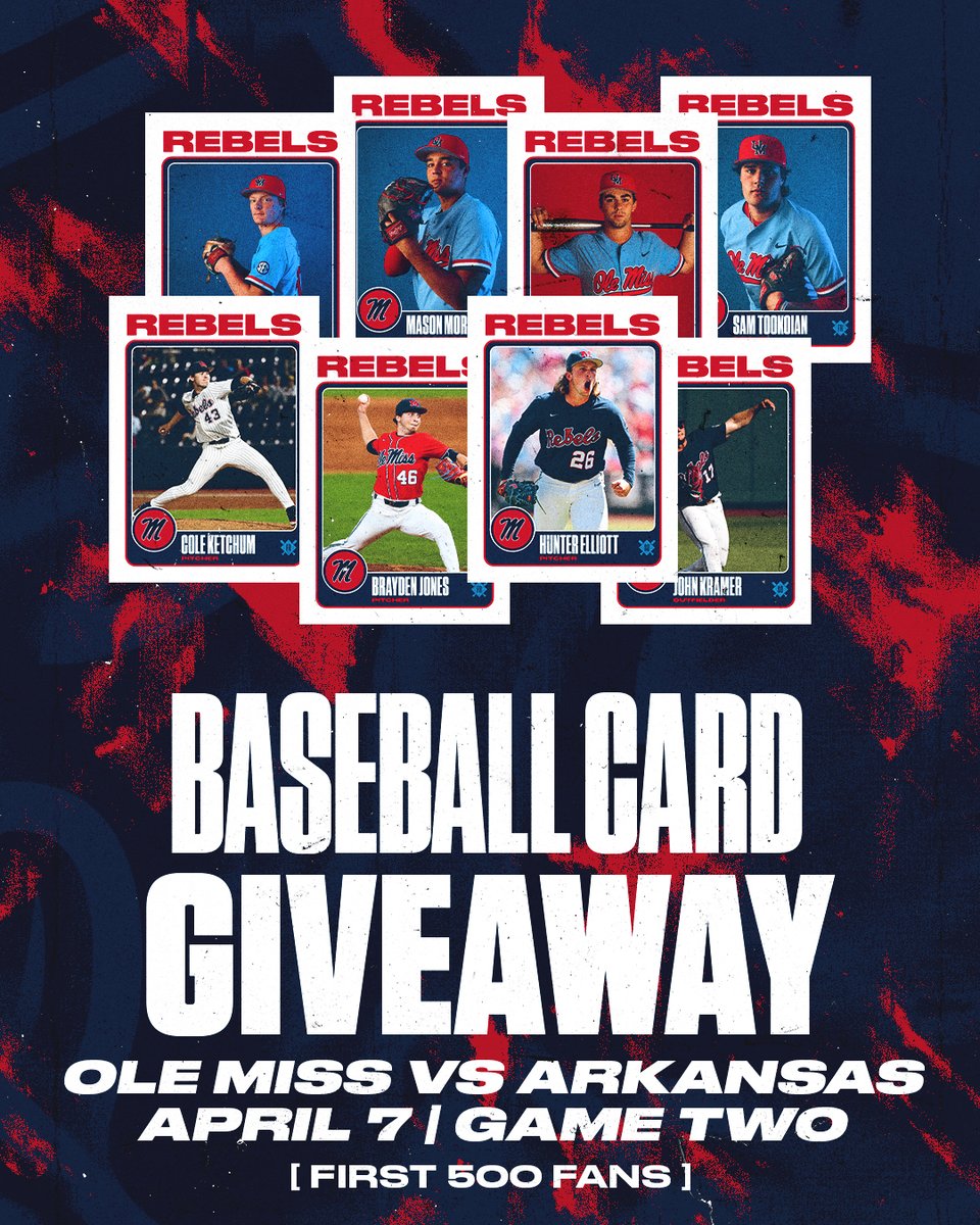 🚨 GIVEAWAY TONIGHT 🚨 

Take home the second set of Ole Miss Baseball cards! Giveaway will take place during Game Two of today's doubleheader.