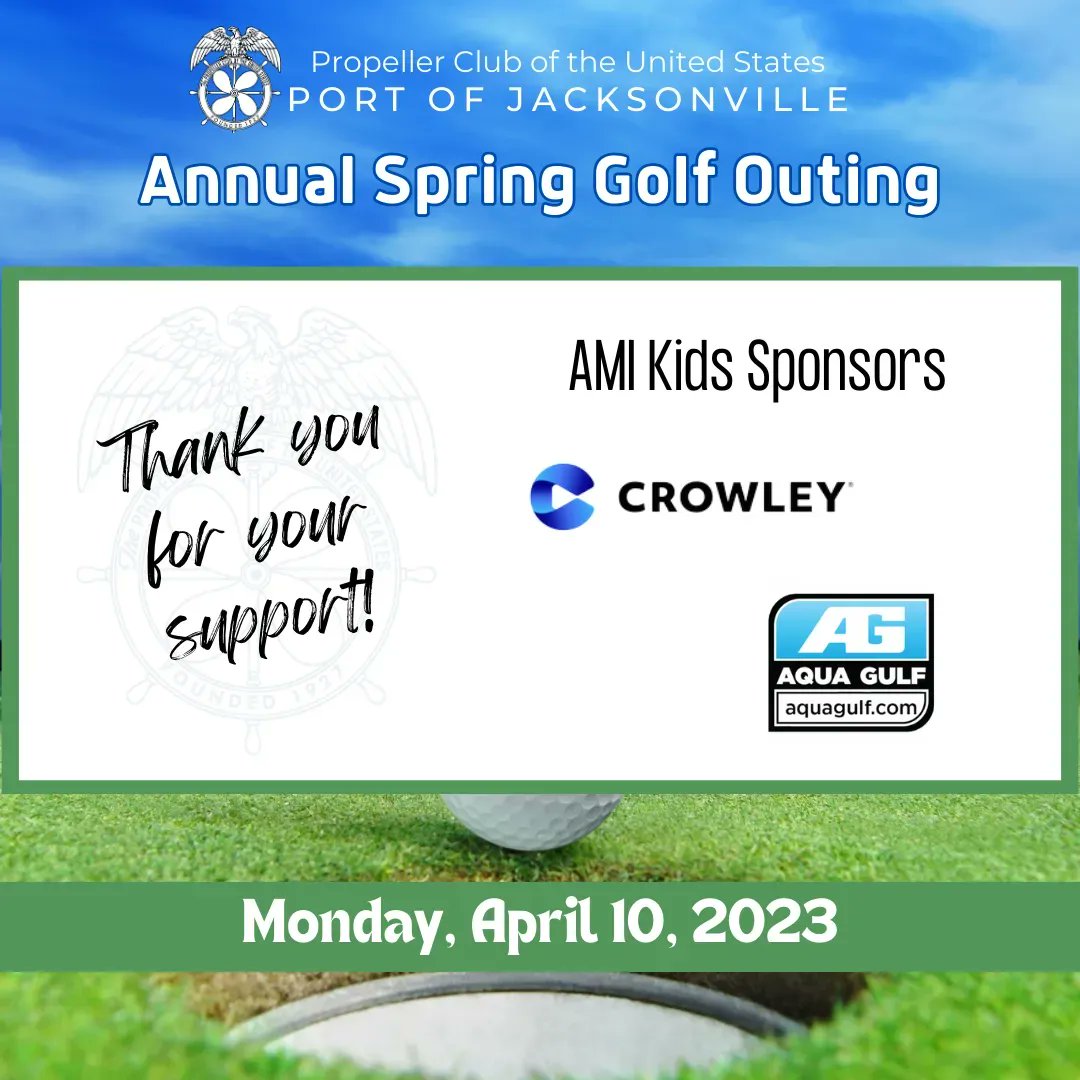 propclubjax's tweet image. Thank you @CrowleyMaritime and  @aquagulf for supporting #PropClubJax 2023 Spring Golf Outing! ⛳ 

We are thrilled to have raised additional funds to directly support @AMIKidsJax 
as part of our initiative to develop future leaders.

#PropellerClub #maritime