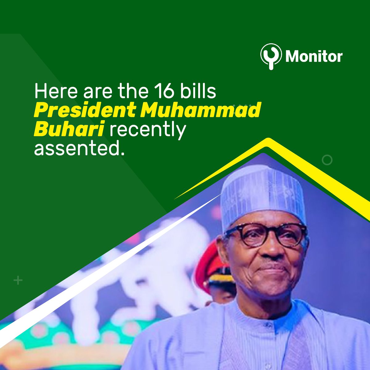 ymonitorng's tweet photo. Nigeria's President Buhari has signed 16 alteration bills into law. The signed bills are aimed at making positive changes in several areas like education, access to justice & lots more
These laws are a great step forward in Nigeria's quest for development & progress
#YMonitor https://t.co/4ldq92aa6n