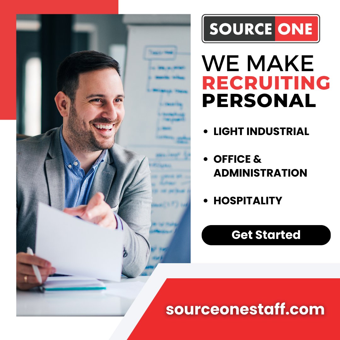 SourceOne_Staff's tweet image. Our team will work with you personally to ensure we find you qualified candidates for three key industries, Light Industrial, Office &amp;amp; Administration, and Hospitality. Learn more about our staffing services at nsl.ink/9Jce