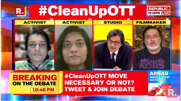 republic's tweet photo. #CleanUpOTT | A little bit of regulation is extremely necessary to protect minors and youngsters who are not yet 18, says Rashmi Samant, activist. 

Watch The Debate LIVE - https://t.co/WqHTYIPEoC https://t.co/5iu5tHkGq9