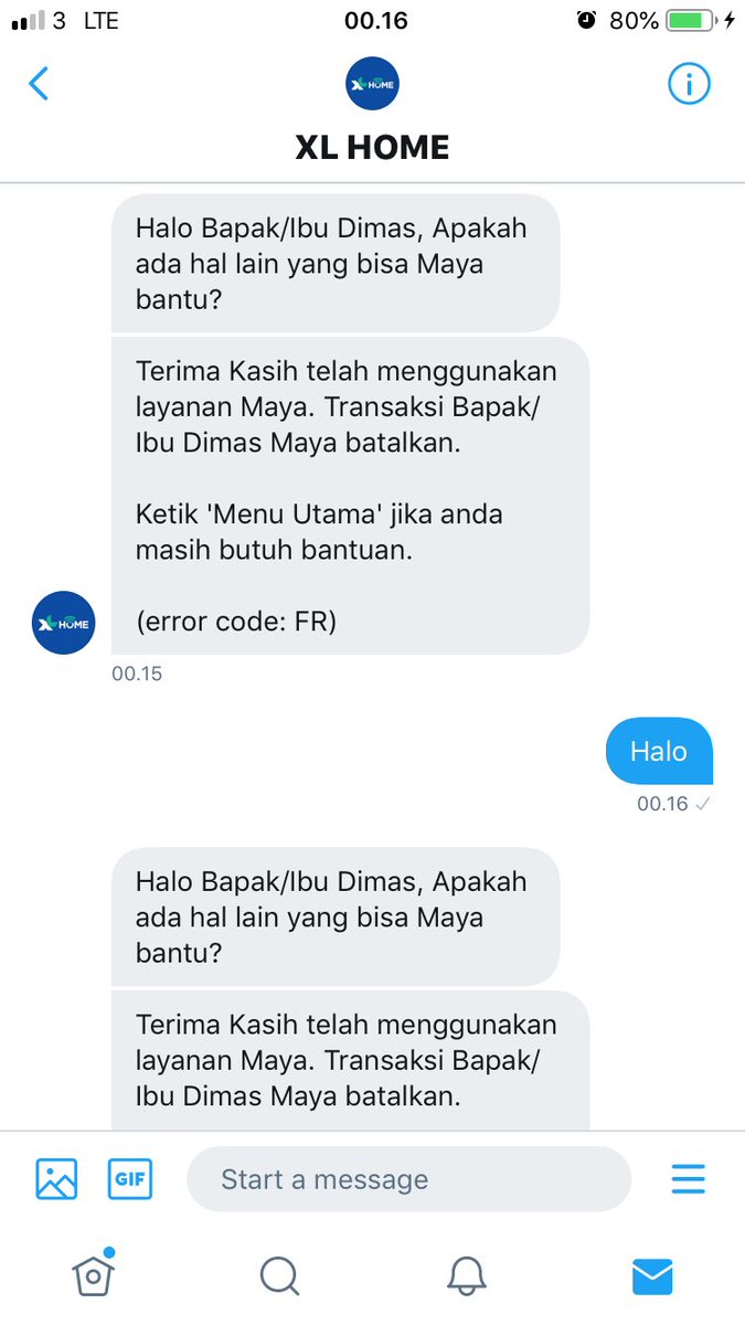 IamDiMDiM's tweet photo. @xlhomeid apanya di tunggu begitu di dm msk chatbot ga di respon.. hahahaha https://t.co/N9wnJLNgcy
