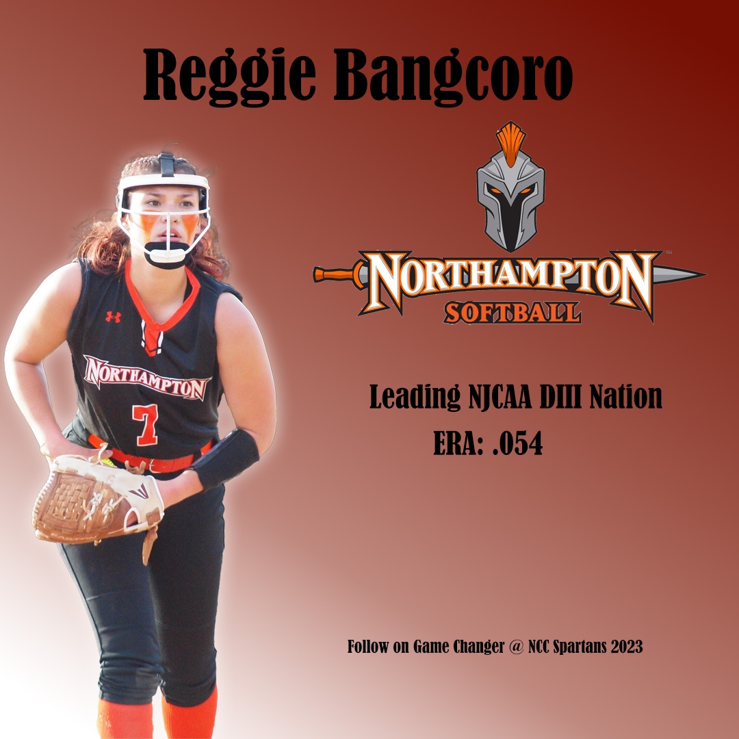 Rickwcoach's tweet photo. Reggie Bangcoro is leading the nation in ERA at .054. 
#NCCsoftballfamily #spartanone #swordsup https://t.co/l2MBvzlUcc