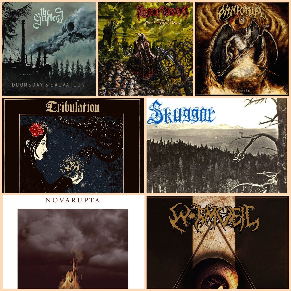 NEW RELEASES THIS WEEK! #PileofDeath #Omnicidal <a href="/thegrifted/">Bill Boyd</a> #Skuggor #Tribulation <a href="/NovaruptaBand/">Novarupta</a> #Wormveil 🇸🇪