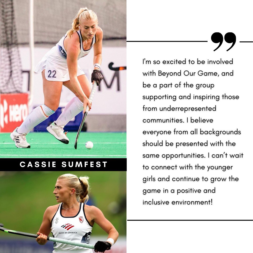BeyondOurGame's tweet photo. We are SO excited to share that two @usafieldhockey Women's National Team players will be coaching at our Diversity Sports Clinic! 

@MereSholder and @cassie_sumfest have earned National Championship titles at @uncfieldhockey and now compete professionally for Team USA! 🏑🇺🇸 https://t.co/v0qPdaqNGK