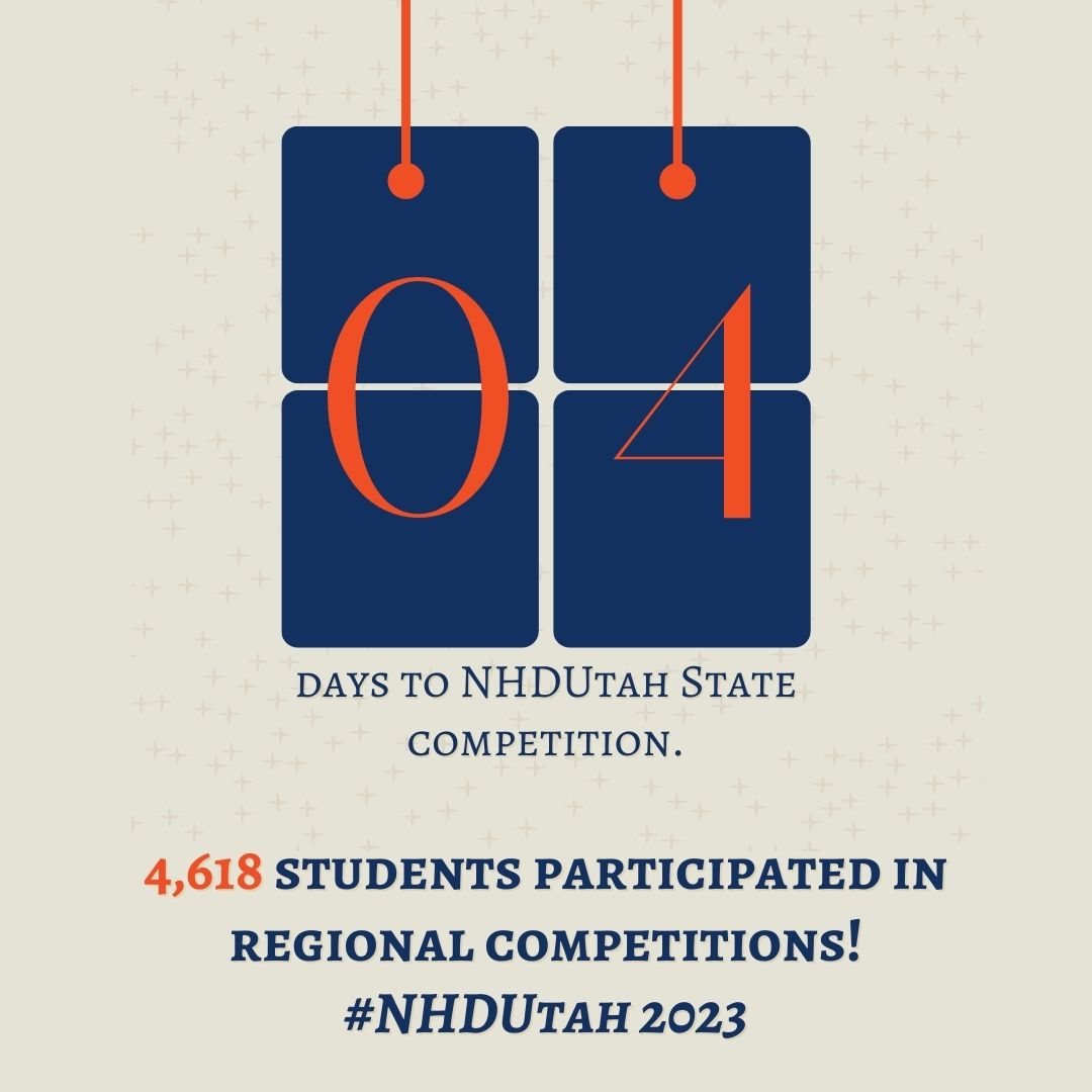 4 days to state! 4,618 students participated in regional competitions!

#LearnHistoryMakeHistory #NHDUtah <a href="/NationalHistory/">National History Day</a>