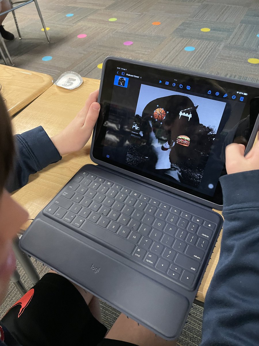 5th graders explored the photo editing tools on their iPads &amp; created album covers for their podcasts using keynote! #EveryoneCanCreate @WoodlandHillsEl  #keynote