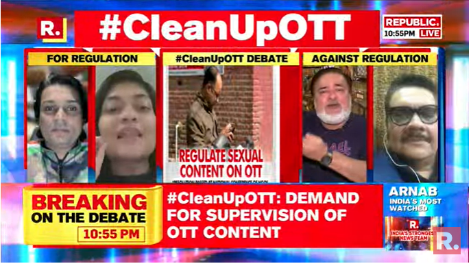 republic's tweet photo. #CleanUpOTT | There is no study to reveal explicit content makes channels more popular, says Akashdeep Sabir. 

Watch The Debate LIVE - https://t.co/WqHTYIPEoC https://t.co/Owa0xDTg2A