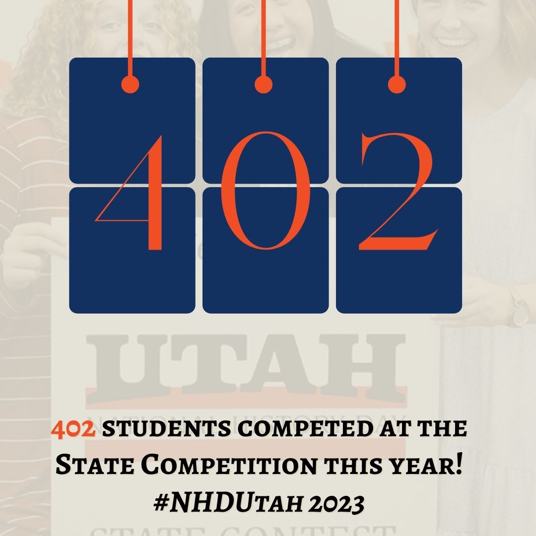 402 students competed at state this year! Congratulations to all of our participants!

#LearnHistoryMakeHistory #NHDUtah <a href="/NationalHistory/">National History Day</a>