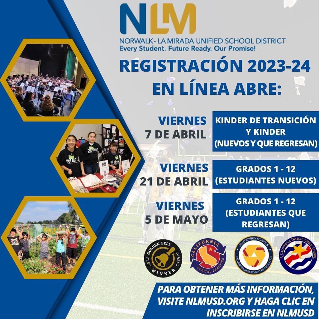 sharonstewPrin's tweet photo. It’s time to register online if you have a student who is new or returning, and will be in TK or Kindergarten for the 2023-2024 school year. #nlmusd https://t.co/M4bfan2u3z