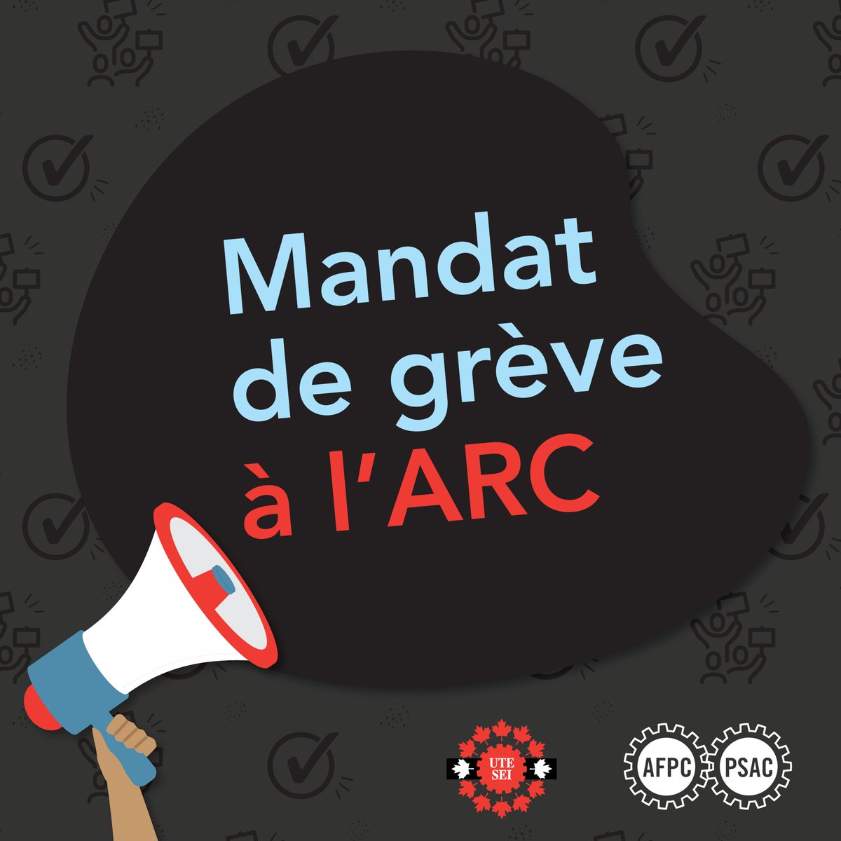 Les membres de l’AFPC-SEI ont voté massivement en faveur de la grève. Notre équipe de négo tente toujours d’obtenir une entente juste et équitable, mais si l’ARC continue de traîner et de négocier de mauvaise foi, on est prêts à tout, même à débrayer : syndicatafpc.ca/employes-larc-…