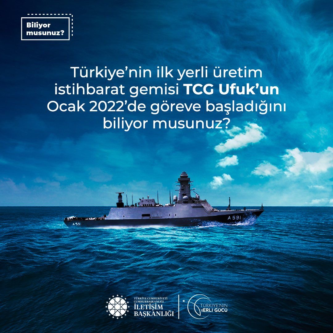 Türkiye’nin ilk yerli üretim istihbarat gemisi TCG Ufuk’un Ocak 2022’de göreve başladığını biliyor musunuz?

Yerli Güç 🇹🇷