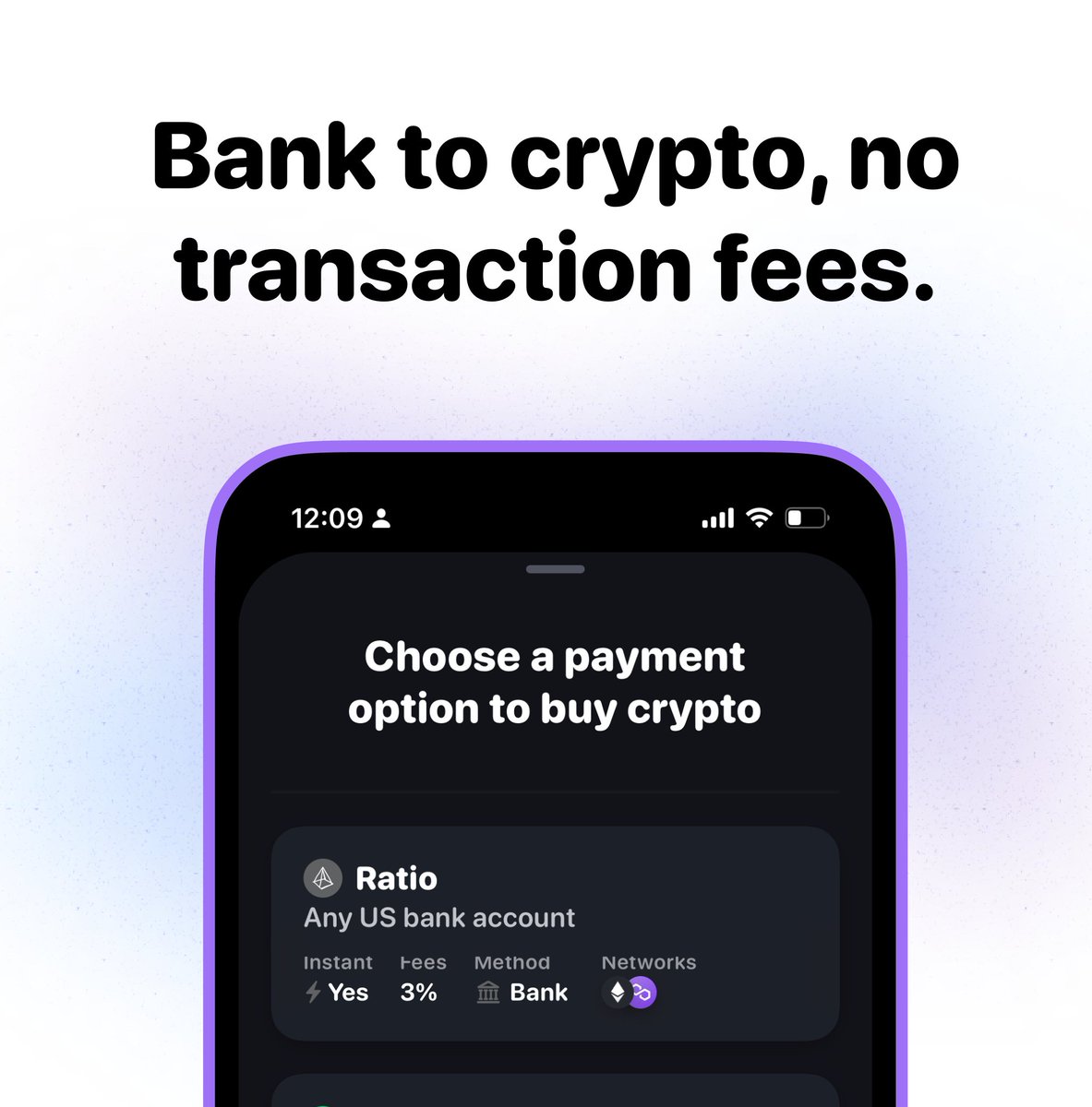 rainbowdotme's tweet photo. hey 🇺🇸 users 👋 heads up! 

You can use @ratiodotme to go from US bank account to crypto for 𝙛𝙧𝙚𝙚 in Rainbow 🌈 https://t.co/yfbU11E7ZG