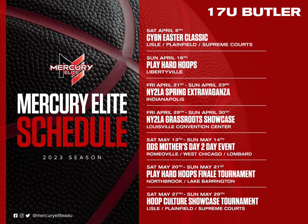Check out the schedule for Mercury Elite 17U Butler below! 

#MercSquad