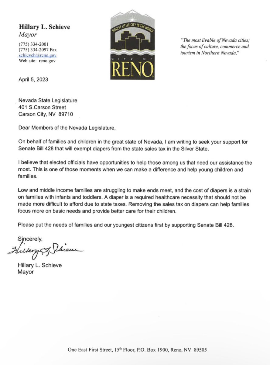 Babysbountylv's tweet photo. We are so grateful to @MayorSchieve for supporting SB428! Your leadership and willingness to help create awareness for the importance of this legislation means so much. #NVLeg #EndDiaperNeed @edgarfloresnv #SB428 @CityofReno https://t.co/8IKnLs4RDh