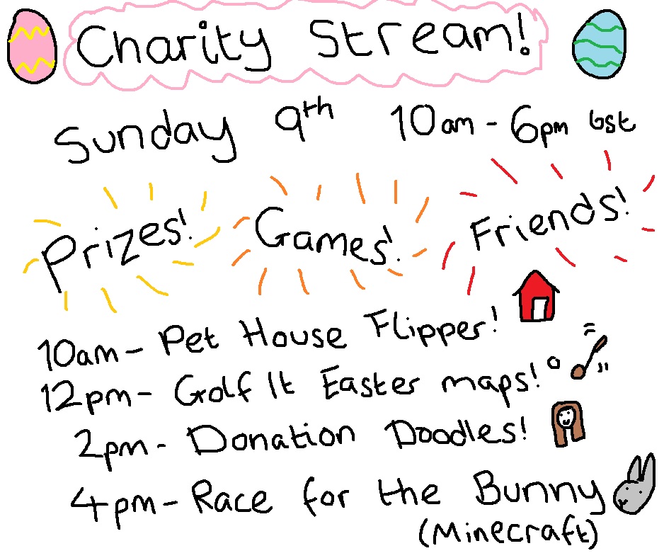 🐰 This Sunday I will be doing an 8 hour stream to raise money for <a href="/TeamNibbles/">Nibbles Rescue</a>!! 🐰

I've set my biggest donation goal ever, but I really hope we can smash it!! 💕

There'll be game key giveaways throughout the day, and a raffle with some amazing prizes!

(Thread for details!)