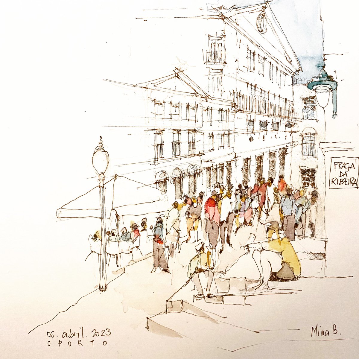 Praça de Ribeira. Porto. #porto #praçaderibeira #dibujorapido #cuadernodeviaje