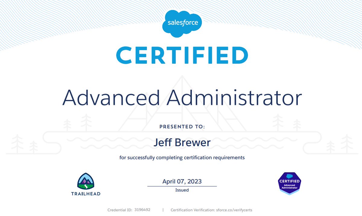 BrewFlyHigh's tweet image. Exciting news - I just passed my Salesforce Advanced Admin exam! 🎉🚀 It was a challenging journey, but all the hard work paid off. Ready to take on new challenges and keep learning! #SalesforceCertified #AdvancedAdmin #AchievementUnlocked