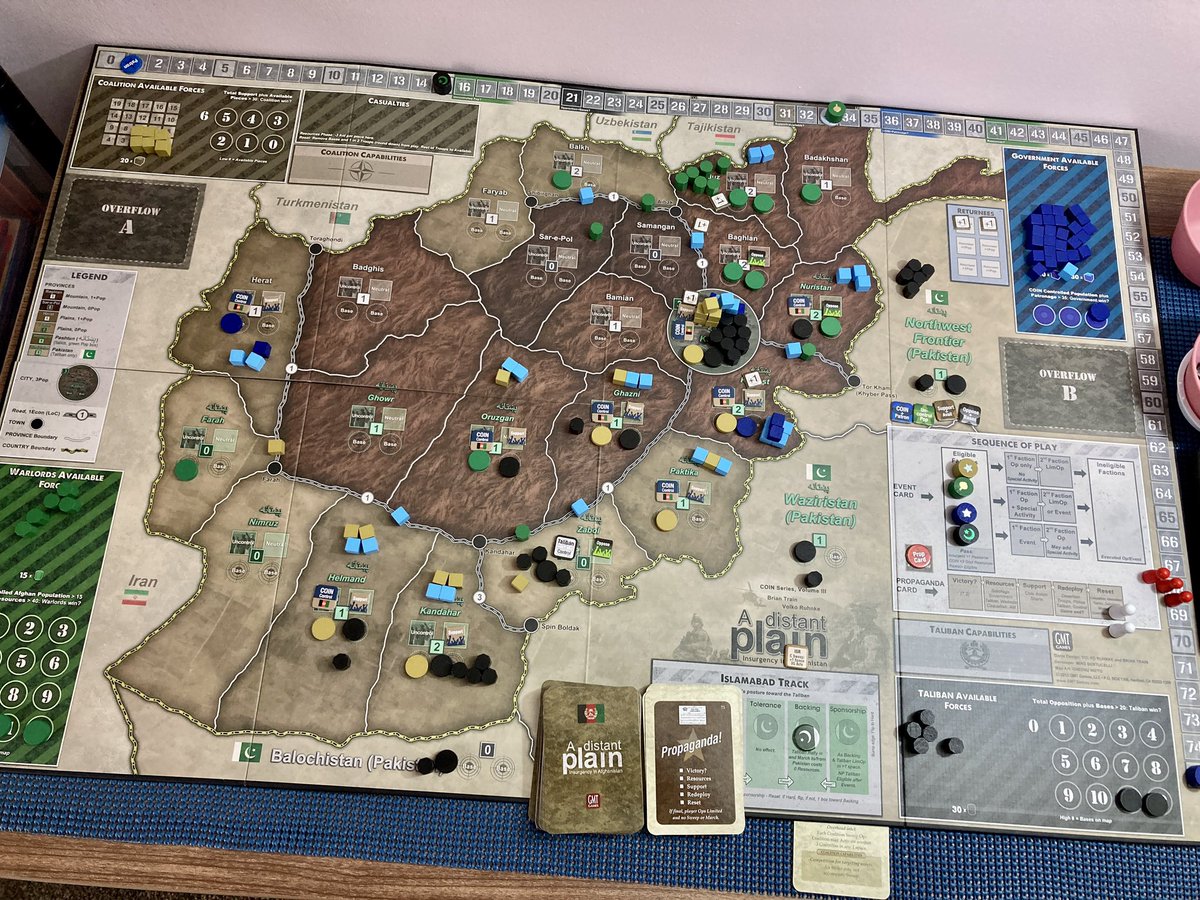 biffybeans's tweet photo. Made it to 2nd prop in ADP. Playing/learning all factions in this is a good bit harder than Cuba Libre. I should watch a playthrough or read the playbook. (Being overly confident isn’t helping but I’m getting there) #solowargamer #adistantplain #gmtgames https://t.co/3Okc4vAehm