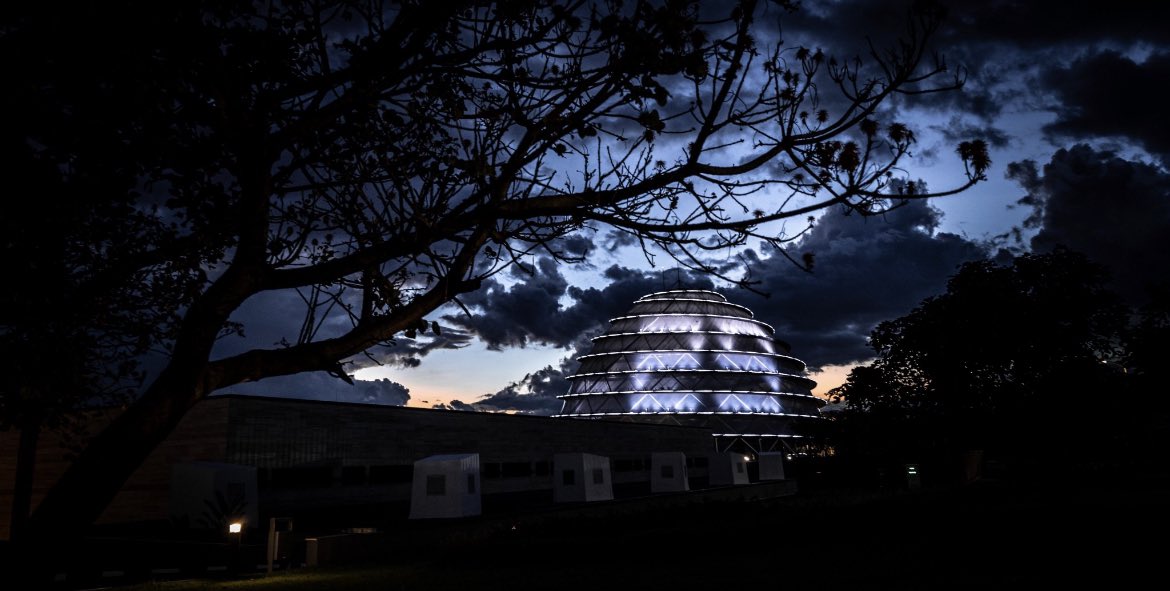 RT #KigaliConventionCentre Dome is lit in grey colour for the 29th commemoration of the 1994 Genocide against the Tutsi. 
Remember, unite and renew.

 #kwibuka29