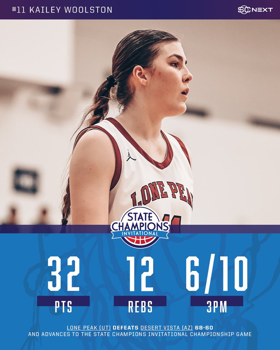 SCNext's tweet photo. BYU commit Kailey Woolston was ON ONE in UHSAA state champ Lone Peak’s W to clinch a spot in the championship game 🤩 @KaileyWoolston @UHSAAinfo https://t.co/YbGS3t8v8y