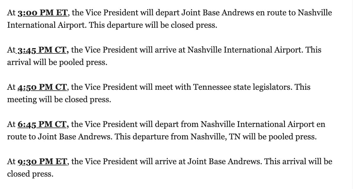 JakeSherman's tweet photo. >@VP heading to Nashville to meet with state legislators the day after two Black lawmakers were expelled from the legislature. https://t.co/vBIS1tvAyP