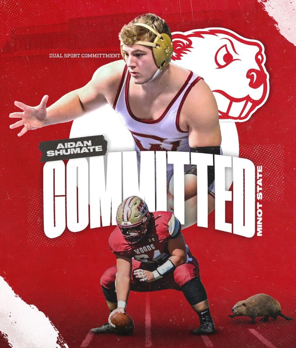 Congratulations  to Aidan Shumate committing to @Minotstate for wrestling  and football! Both coaching staffs are extremely proud of you! #212 @CW_Athletics @CyWood_Boosters @CyWoods212