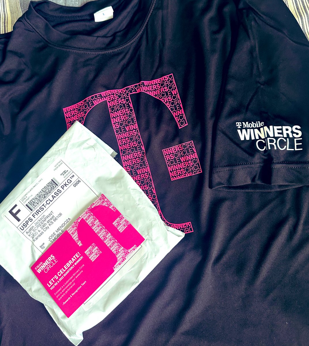 Special delivery !!!! 
You cant buy this. You earned it.
Number don’t lie. Lucky 🍀 number 13 and counting #Winnercirle #tmobile #tmobilegear #hudsonheat