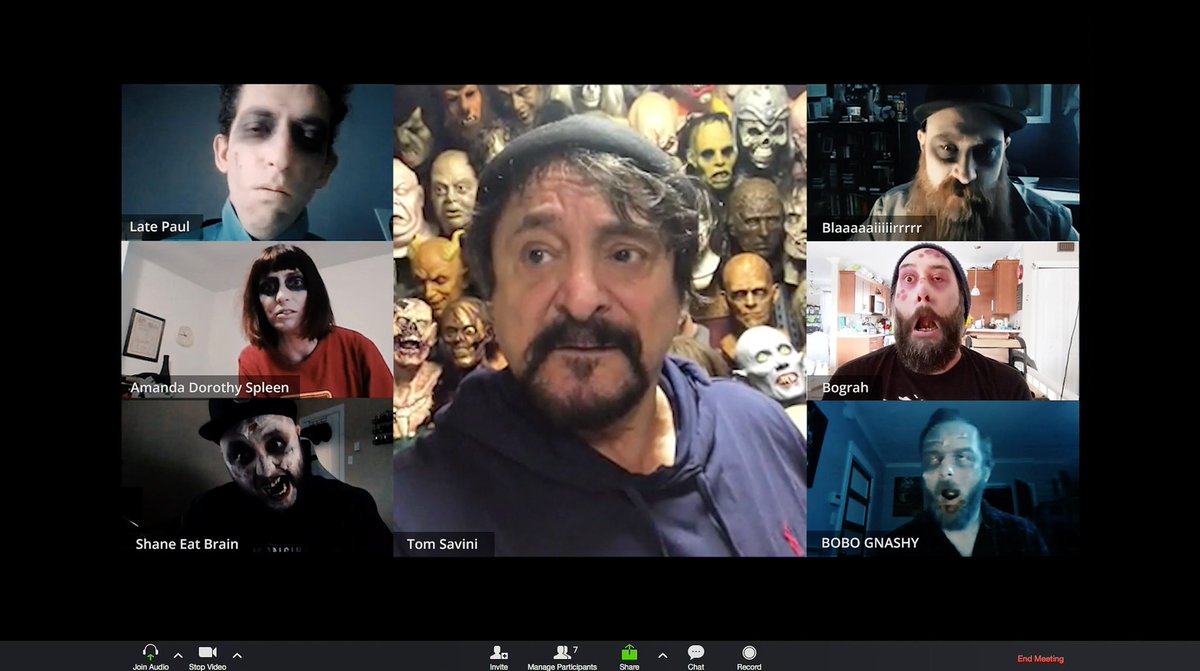 GRINDMINDHORROR's tweet photo. Never forgetting the time we reached out via cameo and @thetomsavini was willing to record a bit for our silly zoombies short. Nightmares do come true 🧟‍♂️🖥  Catch his one iconic line at the link! #horrorfamily https://t.co/oxmvxDgrBG