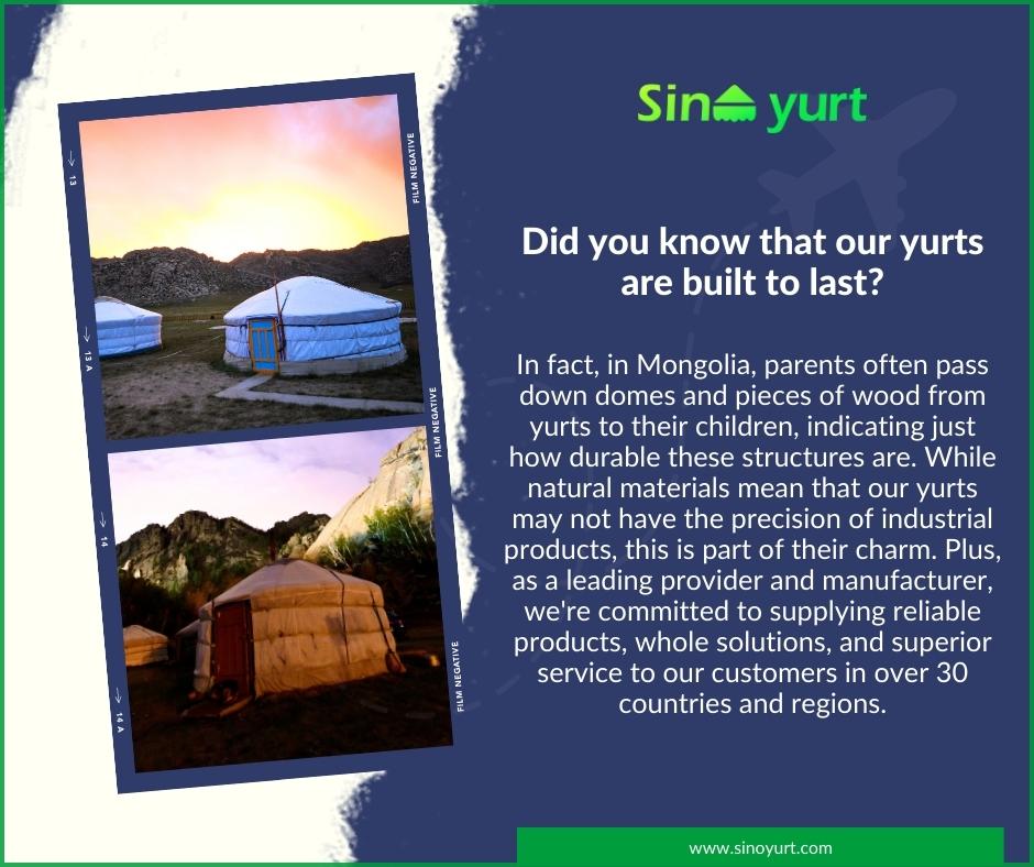 Looking for a reliable, long-lasting solution for your shelter needs? Look no further than our yurts!

#yurtlife #sustainableshelter #DurableDesign
#mongoliantradition #reliableproducts #wholesolutions #superiorservice #globalprovider