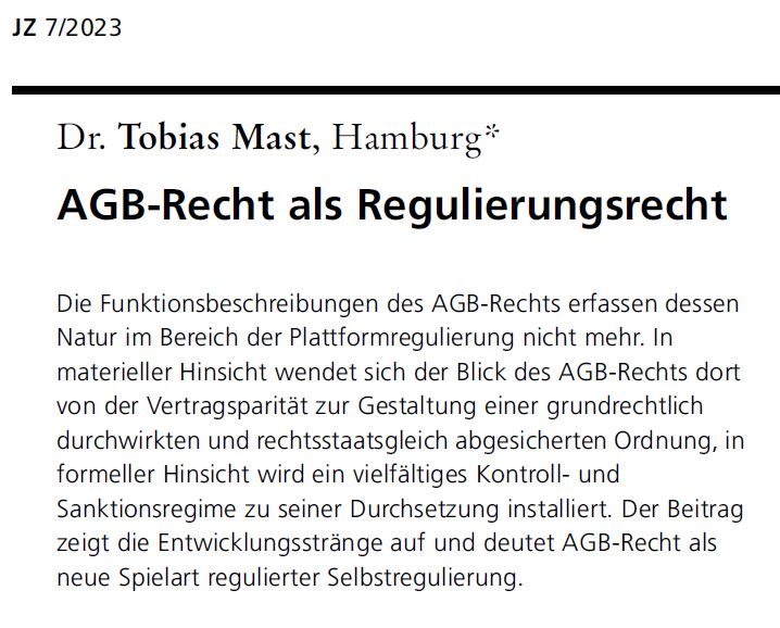 Ein 🧵 zur Bedeutung des nationalen & europ. AGB-Rechts in der Plattformregulierung aus meiner (öffentlich-rechtlichen) Perspektive: In Bezug auf Online-Plattformen vollzieht das AGB-Recht den Struktur- und Funktionswandel mit, dem sein Gegenstand, die AGB, dort unterliegen. 1/11