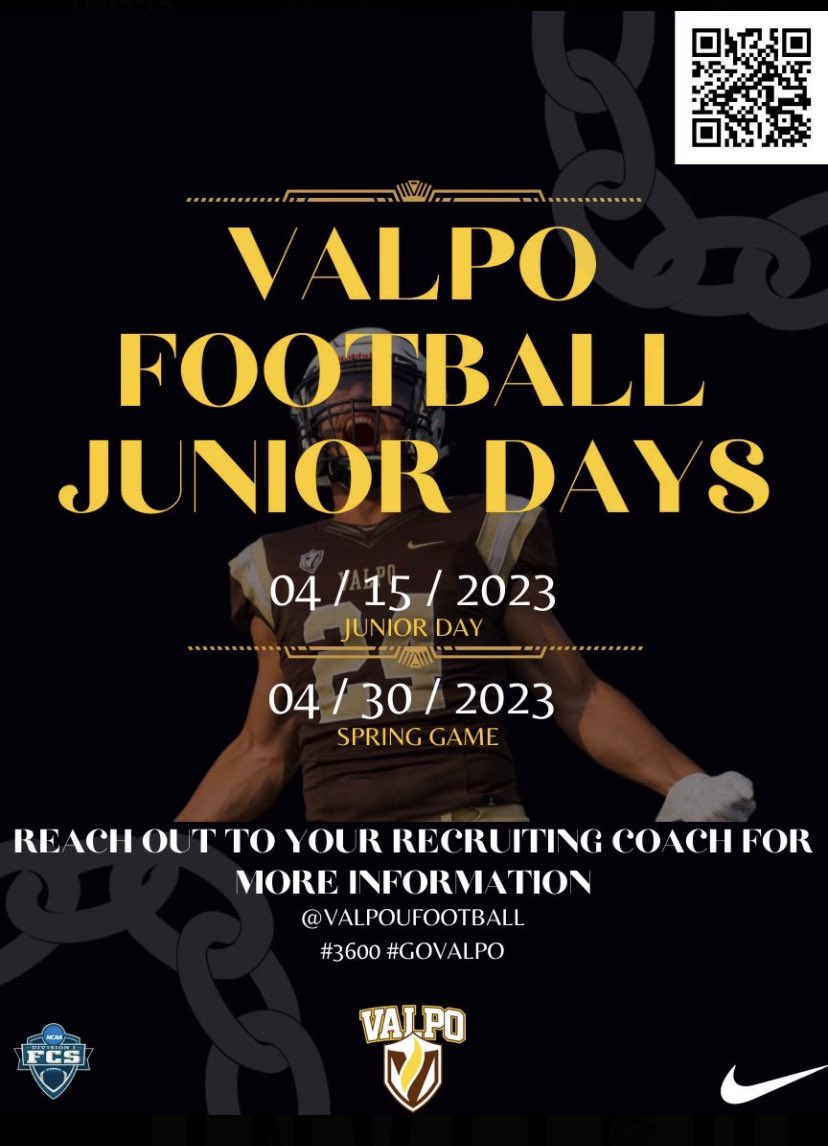 I Would Like To Thank <a href="/valpoufootball/">Valpo Football</a> and <a href="/CoachJSmith91/">Jackson Smith</a> For The Junior Day Invite #govalpo🟤🟡