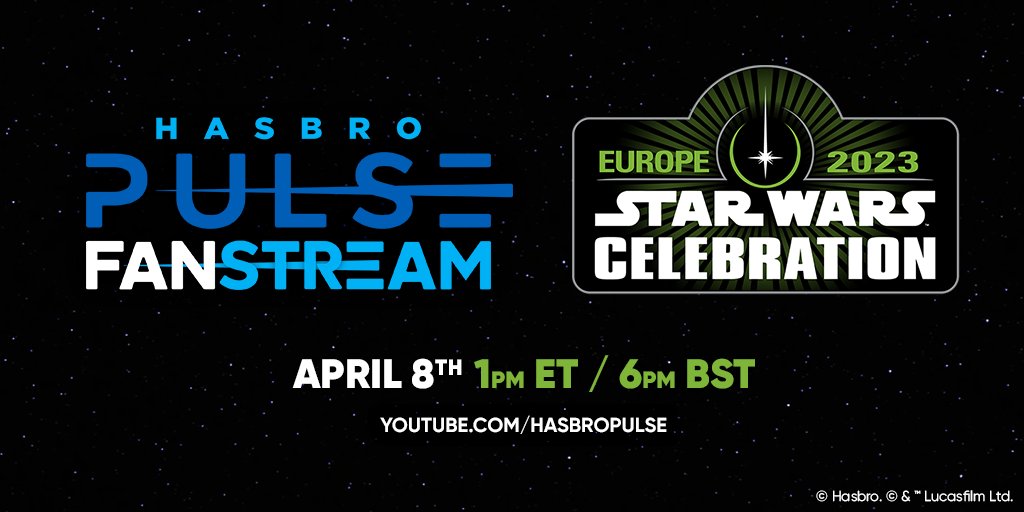 Set coordinates to #StarWarsCelebration and the #HasbroPulse YouTube channel tomorrow, April 8th, at 1:00pm ET / 6:00pm BST for the Hasbro #StarWars and #IndianaJones brand panel! Watch the team as they take the #TwinSuns stage at #SWCE to give fans new product reveals!